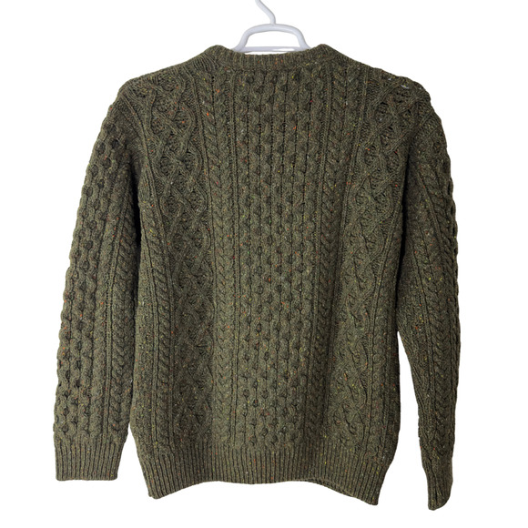 Irelands Eye Sweater Mens Medium Aran Green Cable Knit Wool Cashmere Fisherman - Picture 2 of 4